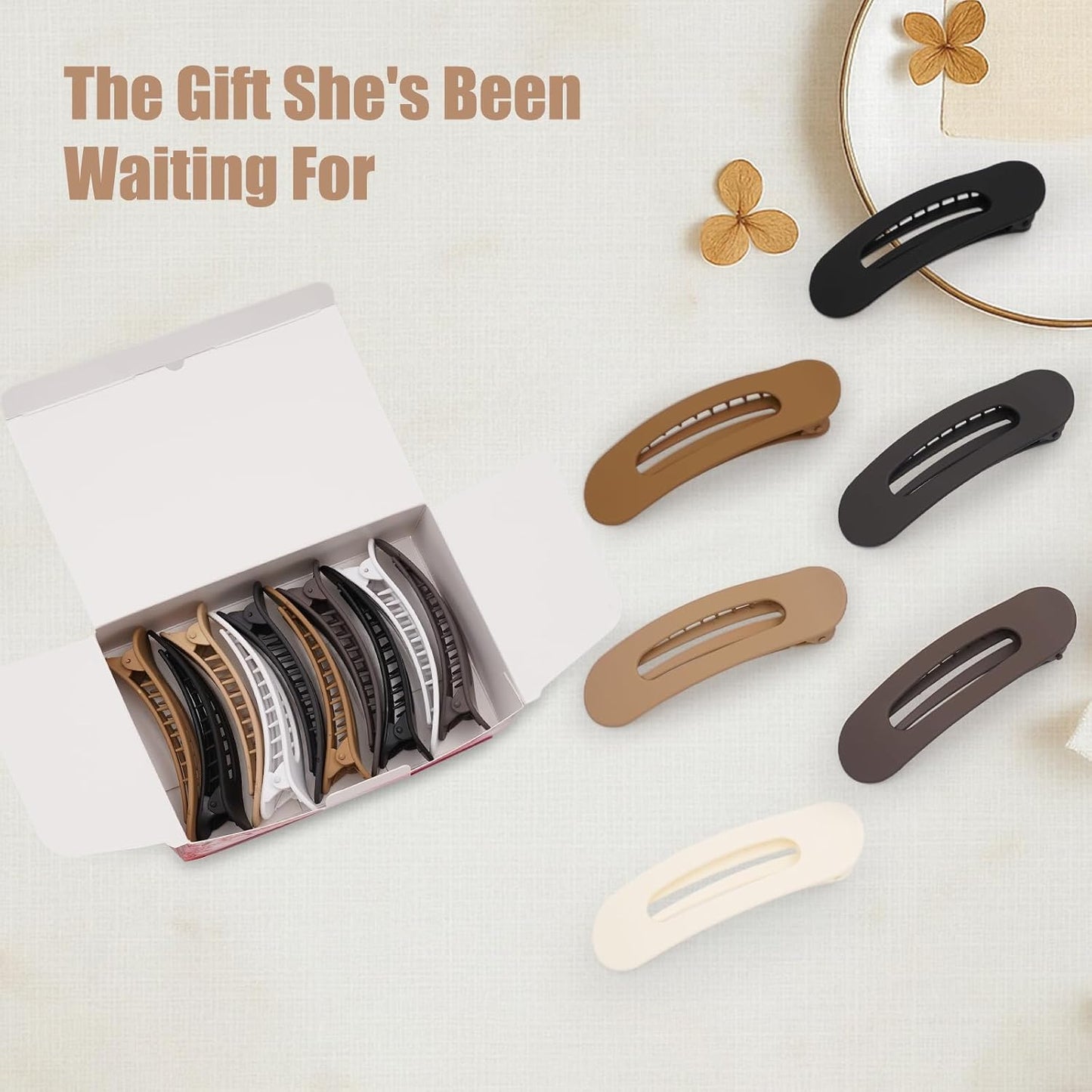 Flat Hair Clips for Women - 12 Pack Matte Non-Slip Claw Clips | 6 Colors for Daily Use, Perfect for Thin Hair