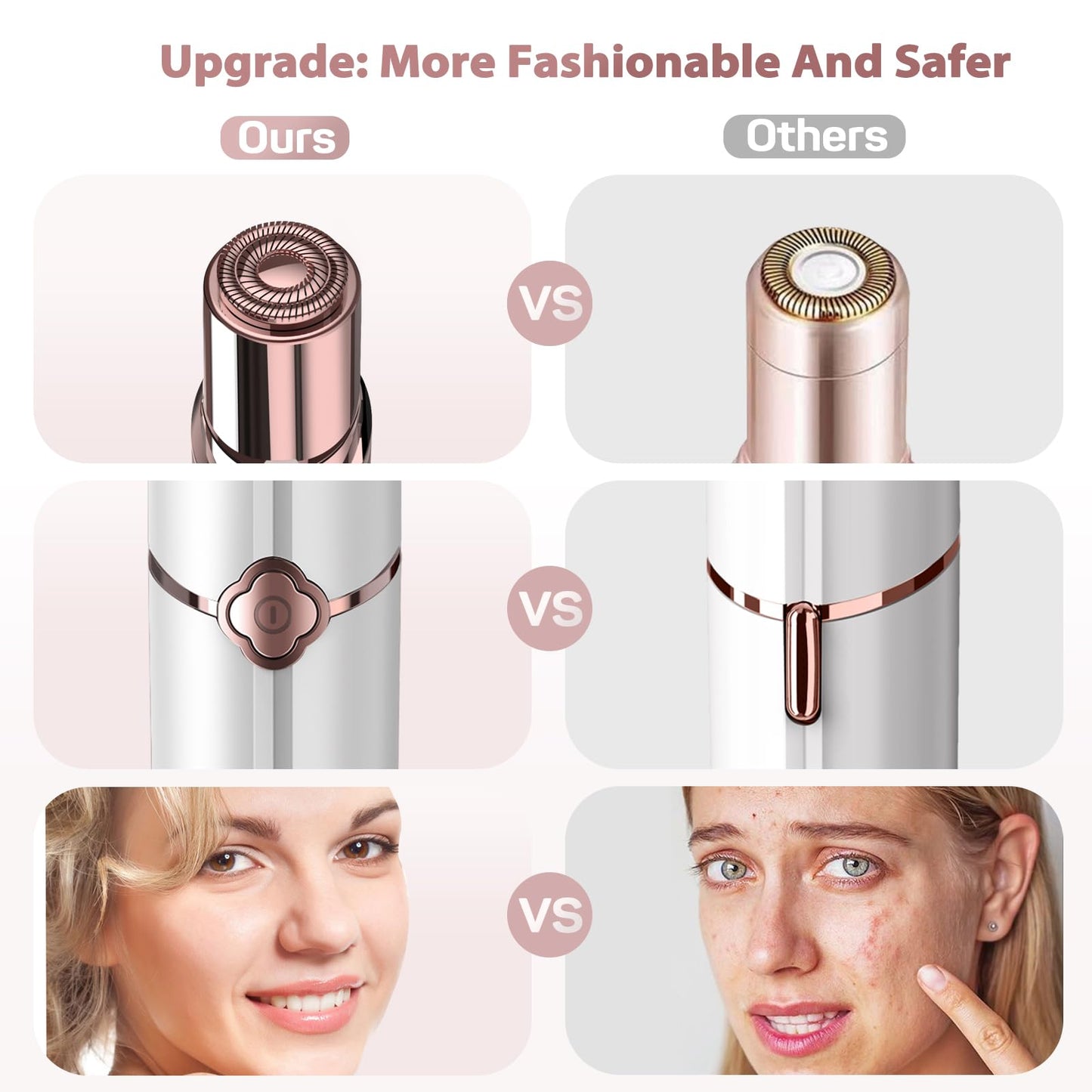 Electric Painless Hair Remover, Facial Hair Removal for Women - as Seen on TV Face Shaver, Hair Removal Device with 2 Replacement Heads