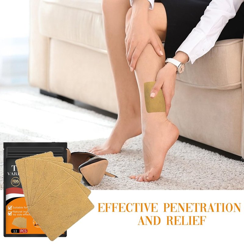 Turmeric Varicose Vein Patch - 48 PCS Natural Relief Treatment for Legs | Spider Vein Support