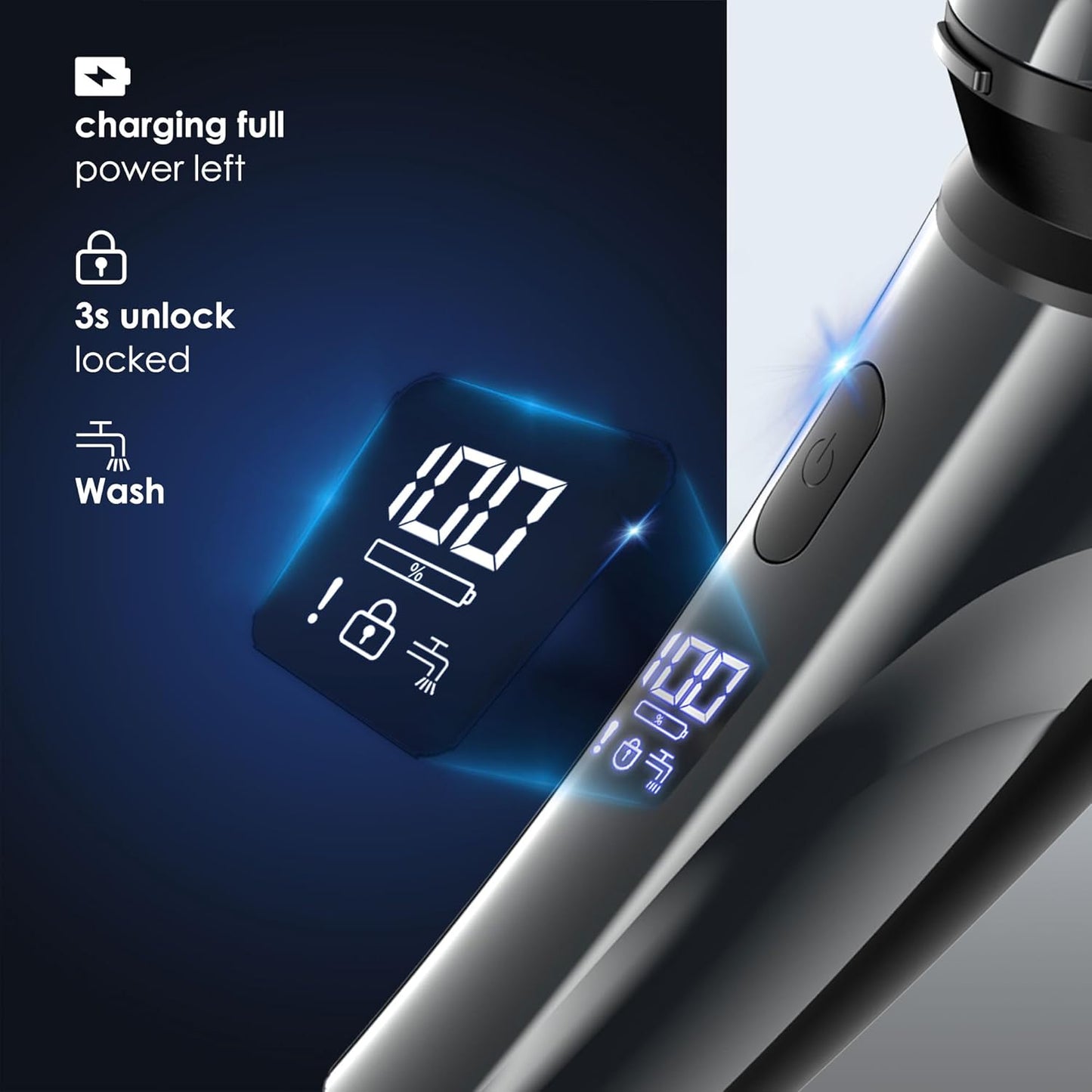 Rechargeable Electric Shaver for Men - IPX7 Waterproof Rotary Razor with 4D Floating Head | Travel-Friendly, Cloudy Grey