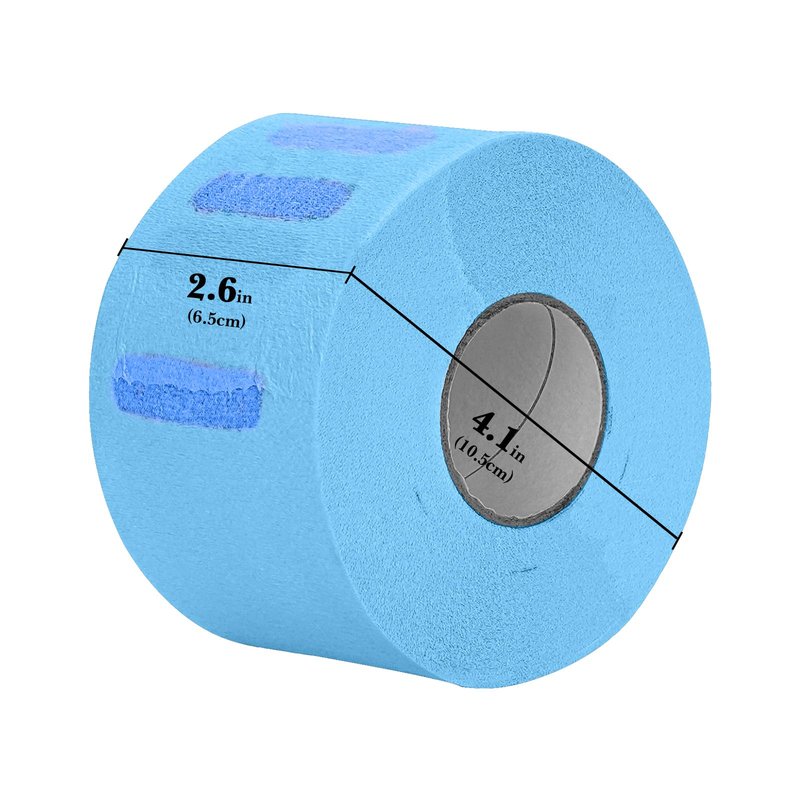 Barber Blue Disposable & Flexible Paper Neck Strips for Salon Hair Cutting & Styling - 5 Rolls, 500 Strips, Water-Resistant and Self-Adhering