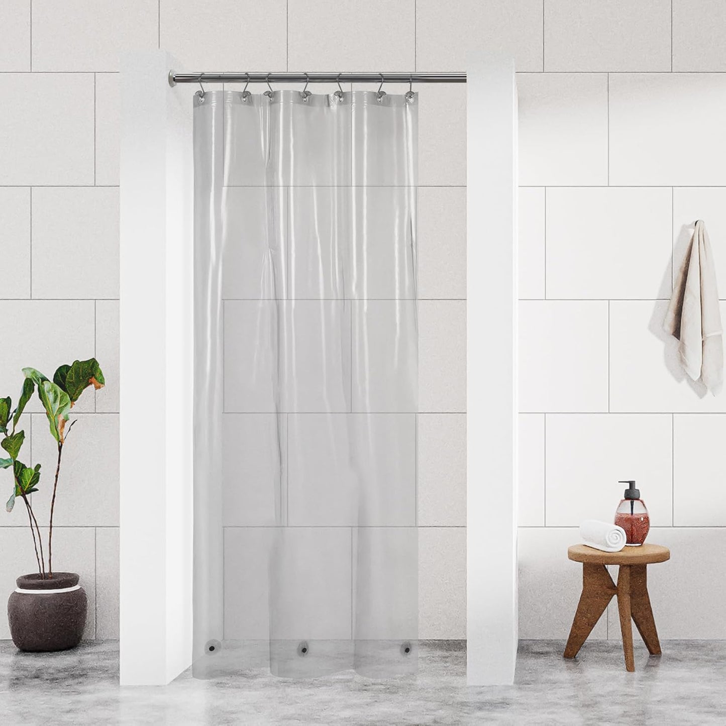 Clear Plastic Shower Liner - Premium Waterproof PEVA Curtain with Rustproof Grommets & 3 Magnets | Standard Size