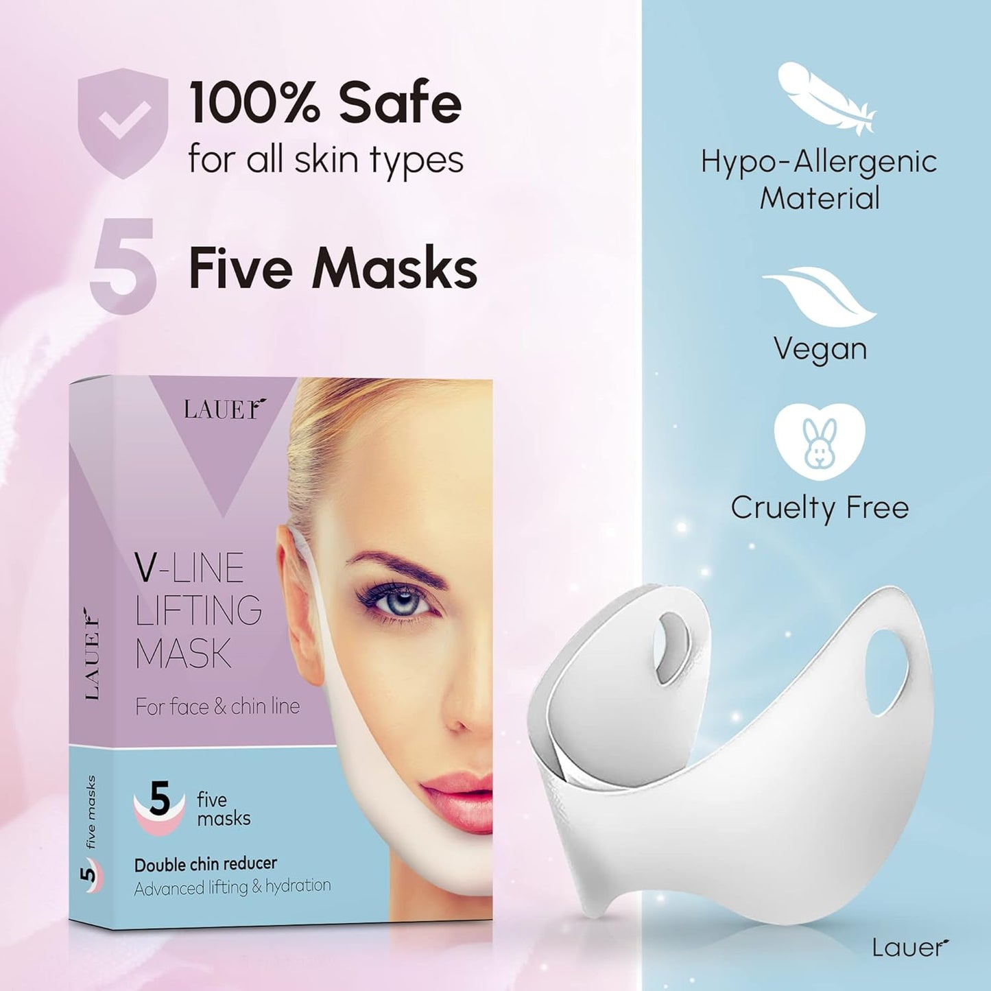 V Shaped Contouring Face Mask - Jawline Lift & Neck Reduction | Collagen & Hyaluronic Acid