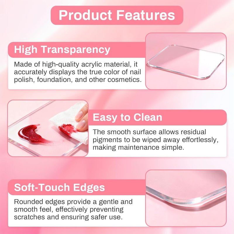 Acrylic Nail Art Palette - Transparent Mixing Tray for Gel Polish & Makeup | 3.15" x 4.72" Display Stand