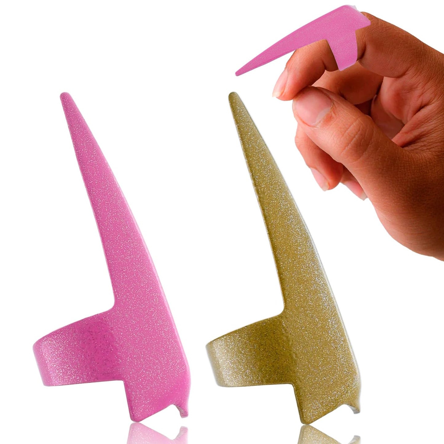 Quick 2PC Hair Braids Parting & Sectioning Rings set- Stainless Steel Stitch Braid Tool Finger for Durable Dreadlocks Wig & Installation of Human Hair Extensions Braiding Tools (Pink, Gold)