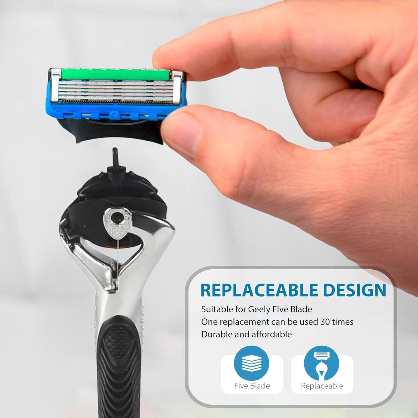 Gillette Fusion5 Razor Handle - Ergonomic Non-Slip Design for Men | Black Replacement Handle (1 Pack)