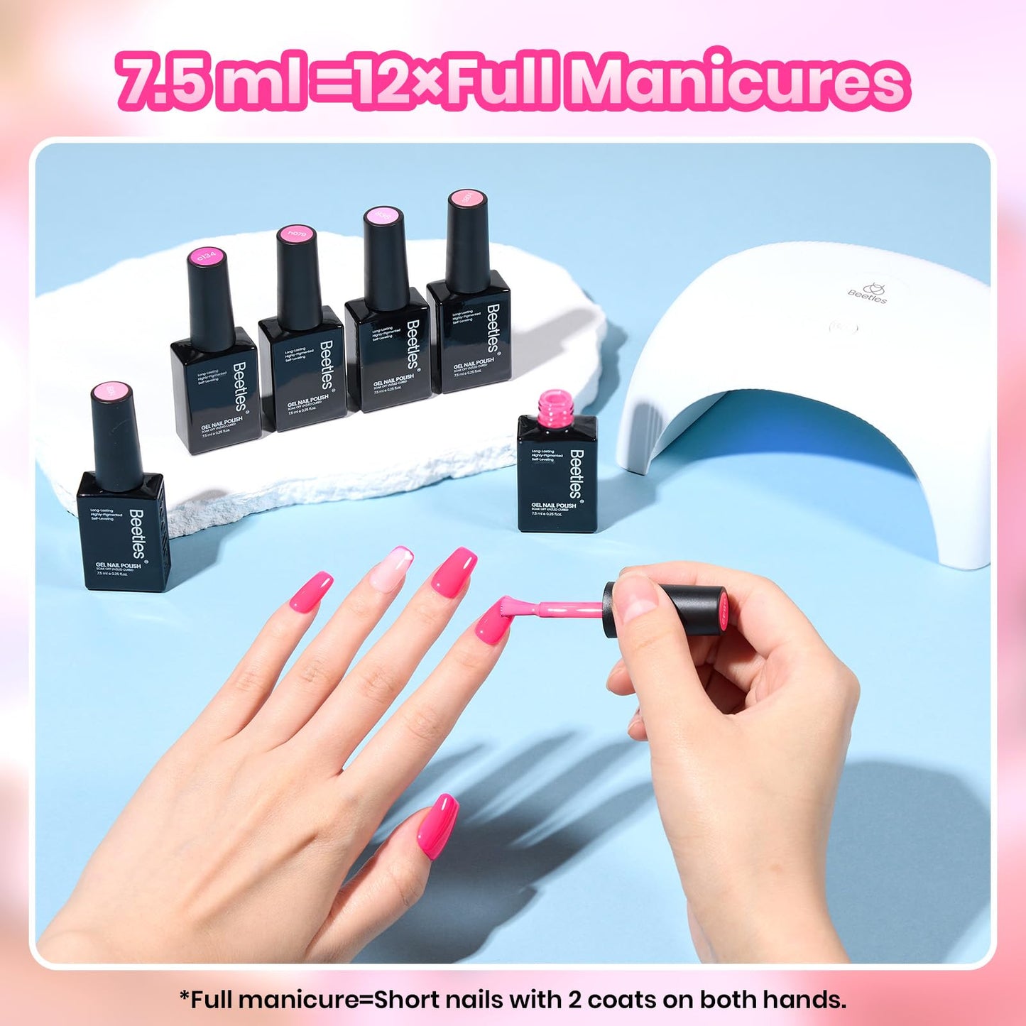 Beetles Pink Gel Polish Set - Summer Heartbeat, 6 Colors Summer Gel Nail Polish Set, Soak Off UV LED Nails Art, Long-Lasting Manicure Salon DIY Home Holiday Nails Art