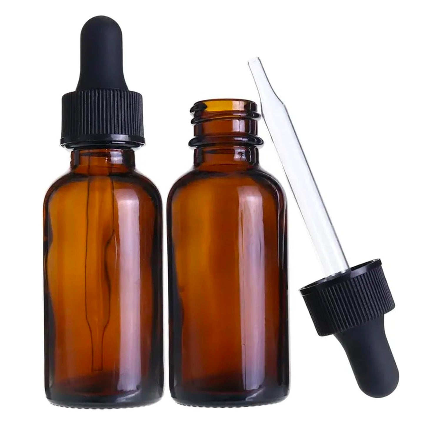 VIGOR PATH 2-Pack Amber Glass Dropper Bottles - Complete with Tapered Glass Droppers for Essential Oil or Any Liquids (1oz/30ml)