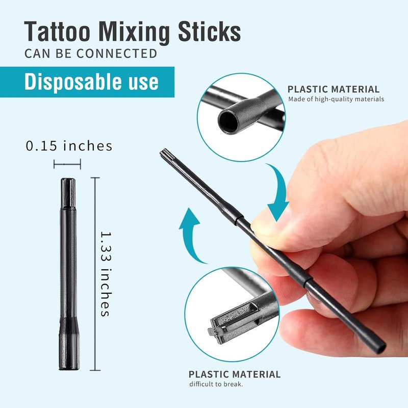 Tattoo Ink Mixer Machine Set - Electric Agitator with 100 Mixing Sticks & Cups | Perfect for Makeup & Eyebrow Color
