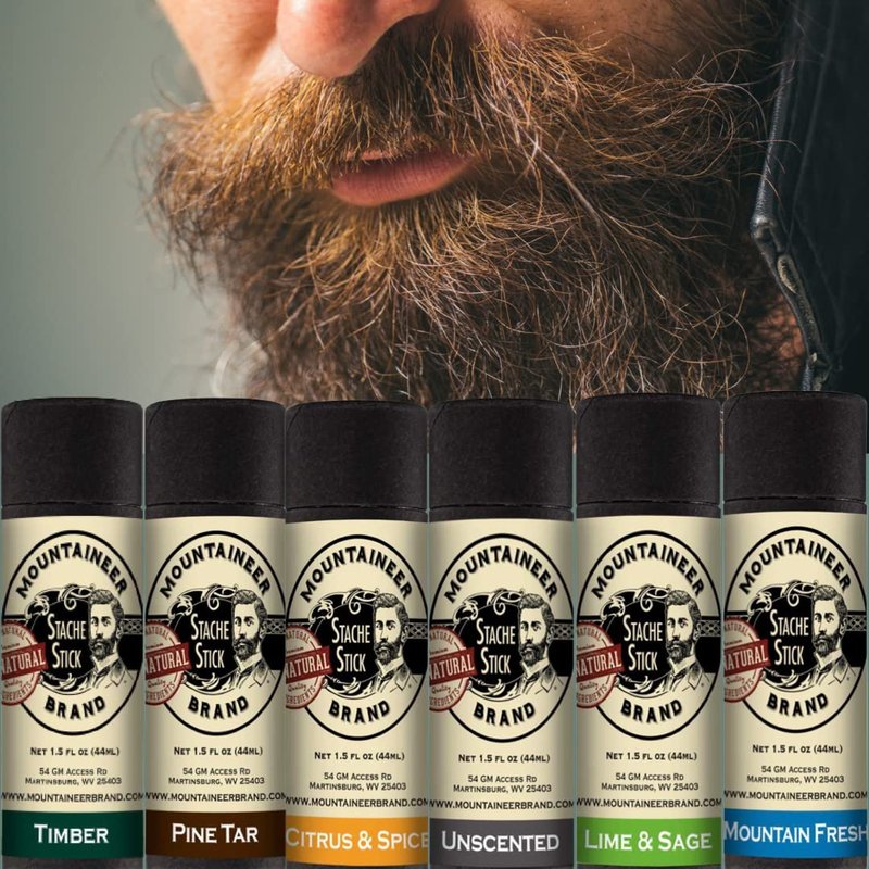 Mountaineer Brand Stache Stick | Mountain Fresh Scent | Made with Natural Ingredients West Virginia | Firm & Long Lasting Hold | Mustache Wax | Moustache Shape & Styling | Beard Wax for Men | 1.5oz