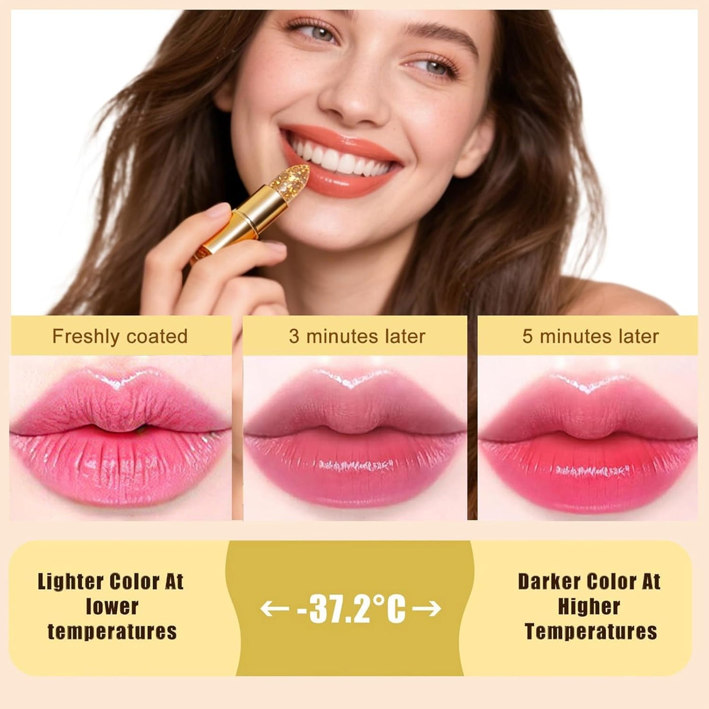 True Tone pH Adjusting Lipstick - Color-Changing Clear Lip Gloss for All Skin Tones | Long-Lasting Hydration (1pc)