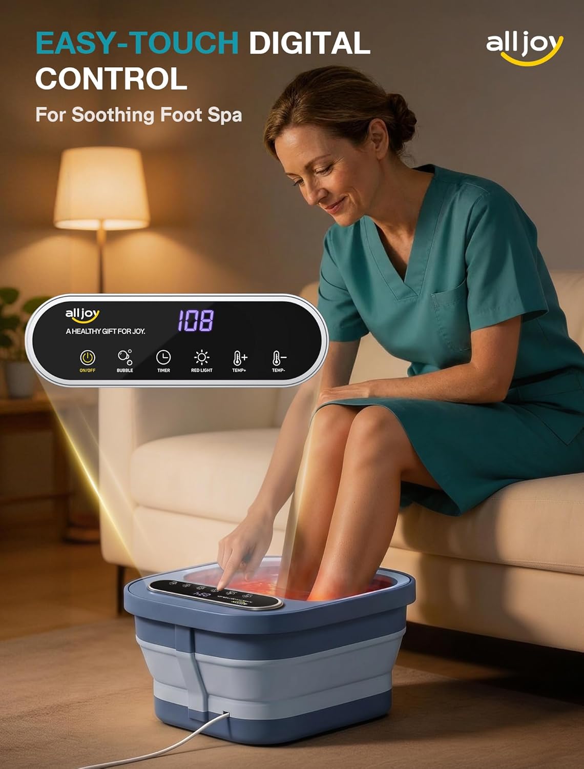 Collapsible Foot Spa with Heat - Pedicure Bath with Bubbles & 6 Rollers | Stress Relief Soaking Tub for Relaxation