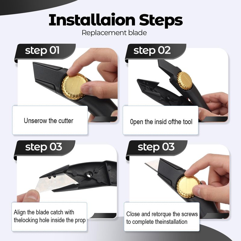 Lizenoz 2PCS Black Fixed Blade Roofing Knife, Heavy Duty Utility Knife for Drywall, Vinyl, Carpet Cutting, Metal Roofing Tools with Portable Storage Sheath, Replacement Blades, Navajas para Roofing