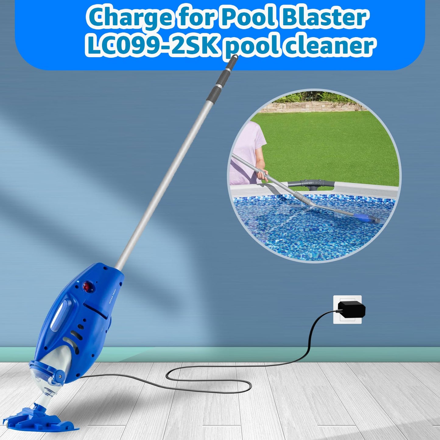 Norward 8.6V Charger for Pool Blaster Cordless Pool Vacuum Compatible with Pool Blaster LC099-2SK 22151EL 21051DL 26050SL 26051SL,Pool Vacuum Charger Supply,2 Prong AC DC Power Cord