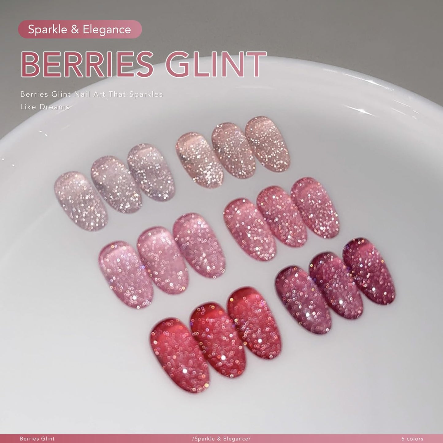 Glitter Jelly Gel Nail Polish Set - 6 Holographic Colors for Nail Art | Soak Off UV Gel