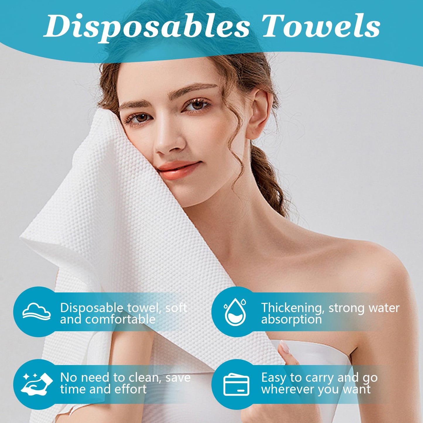 Tvvcalk Premium Disposable Towel, 100 PCS Ultra Soft, Quick Dry Disposable Hair Towels Spa Salon Towel, Portable Body Towels Disposable for Massage Beauty Hotel Camping Travel Gym 28 x 12 inch