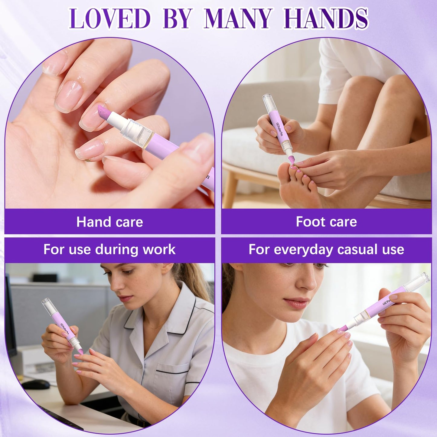 2-in-1 Cuticle Oil Pusher Pen - Ceramic Cuticle Remover & Moisturizing Oil for Healthy Nails | 2 Pcs
