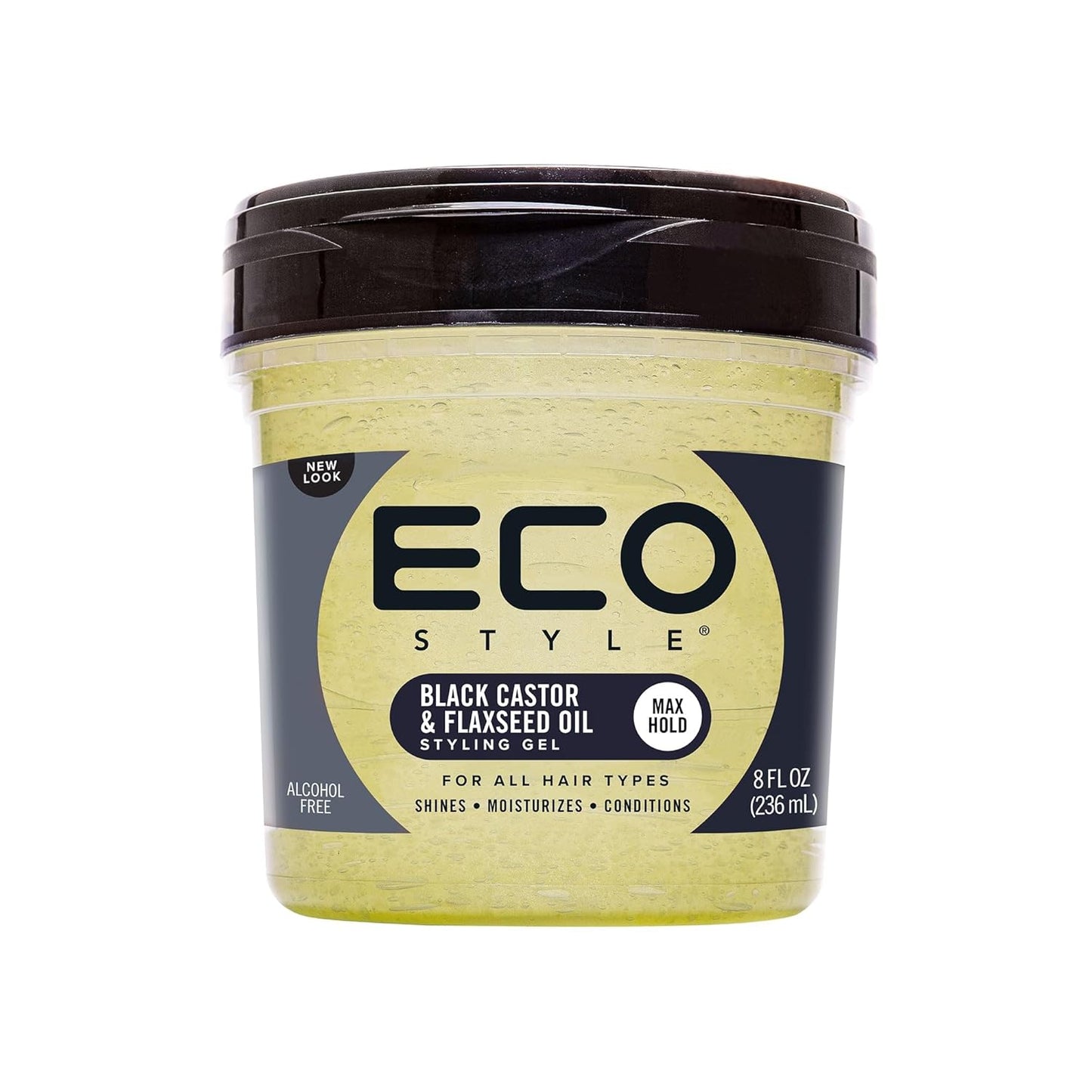 Eco Style Black Castor & Flaxseed Oil Gel - Nourishing Hair Styling - 8 oz | Weightless Hold & Shine