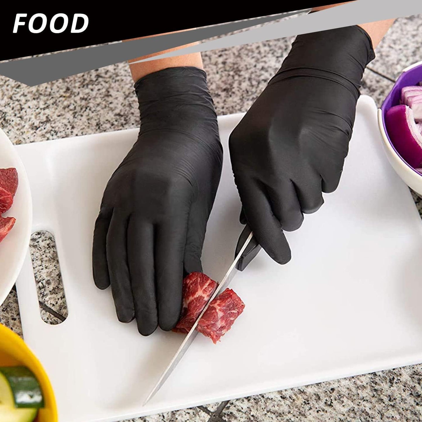 Nitrile Disposable Gloves - 4 Mil, 100 Count | Latex-Free, Powder-Free, Food Safe for Cooking & Household Use