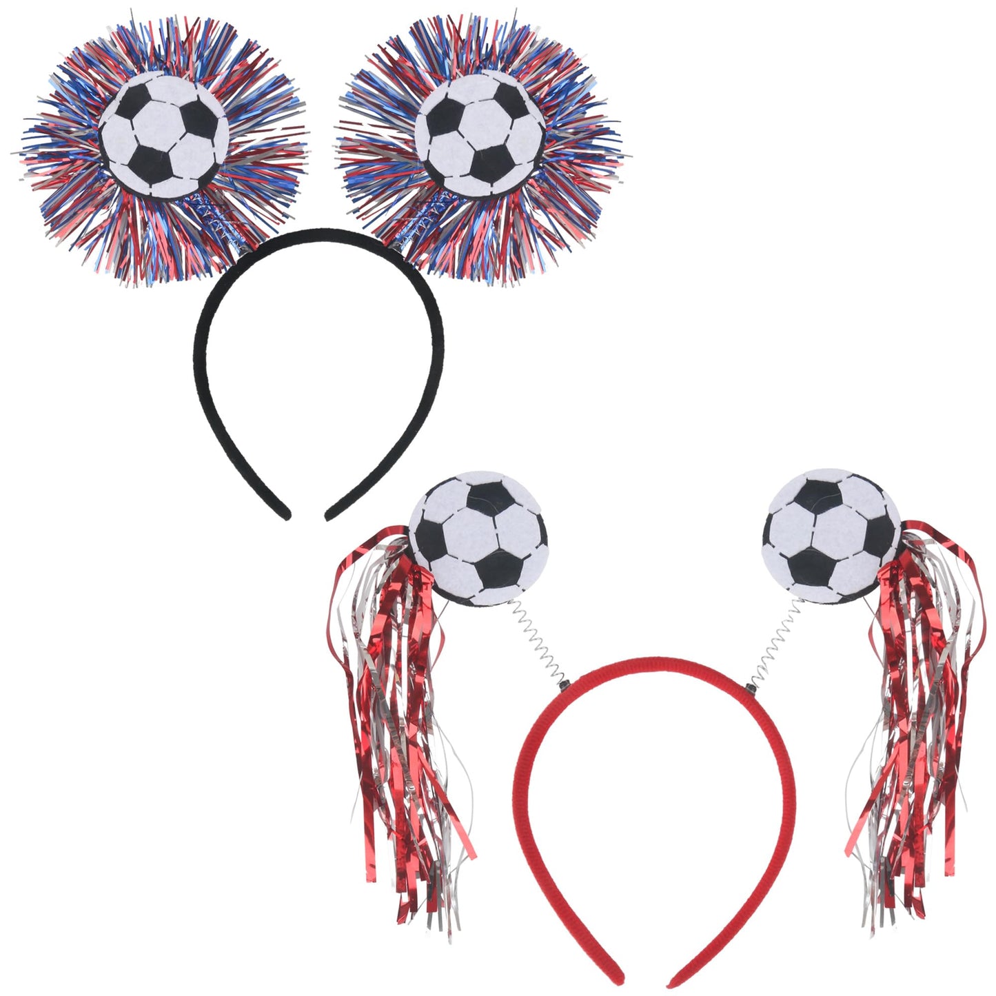 2 Pcs Soccer Elastic Headbands, Football Match Headband, Sports Themed Football Plastic Elastic Hair Accessories, Be Suitable for World Soccer Cup Party Hairband