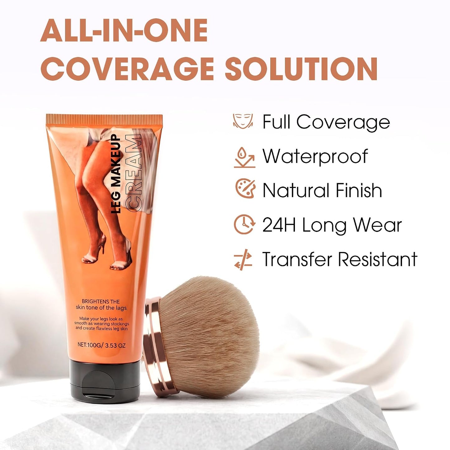 Tattoo Cover Up Makeup - Long-Lasting Waterproof Concealer with Blend Blur Brush | 3.53 Oz Bronze Radiance
