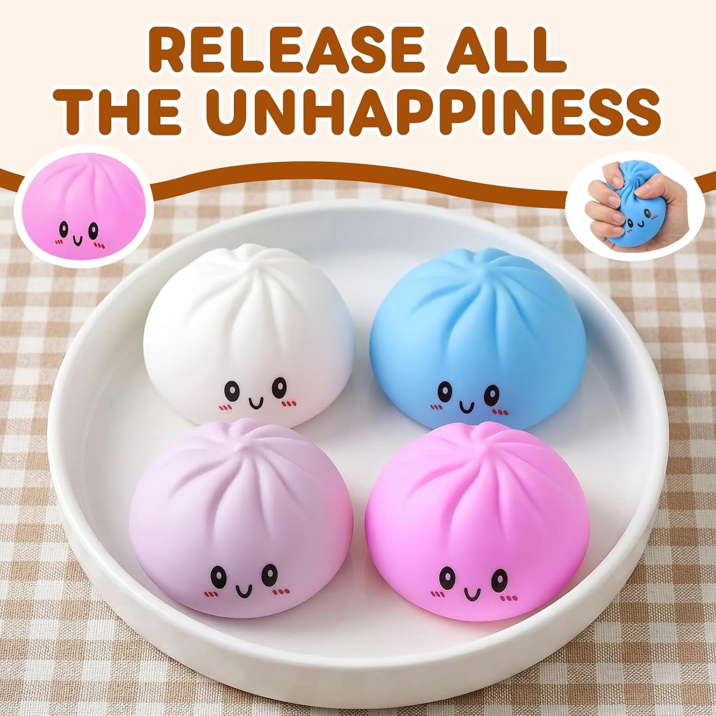 Squishy Dumpling Toy - Jumbo Mystery Fidget Stress Relief | Soft Decompression Dough for Kids & Adults - Blue
