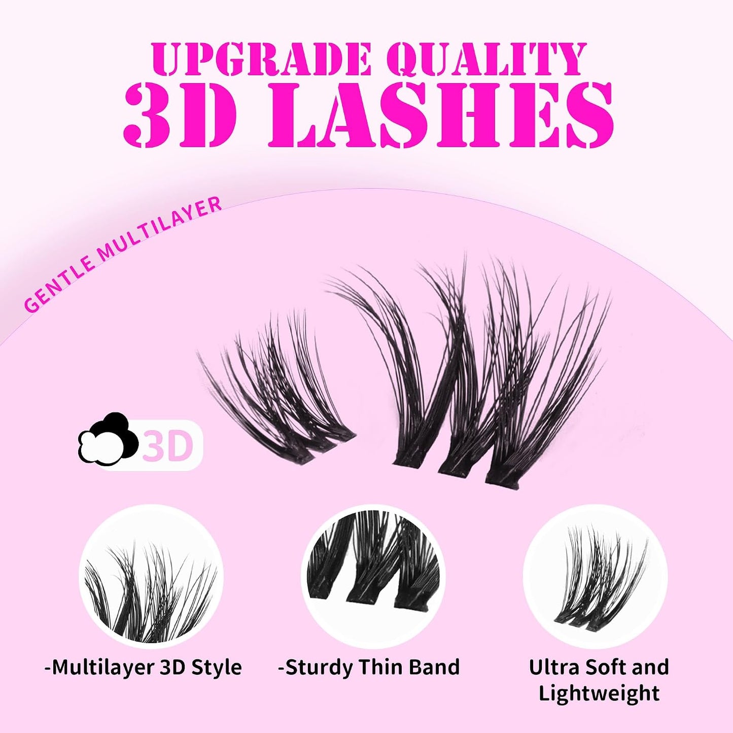 GAQQI Lash Clusters - Wispy Volume Eyelash Extensions, 110 Multilayered 3D Lashes, 10-14mm Lengths