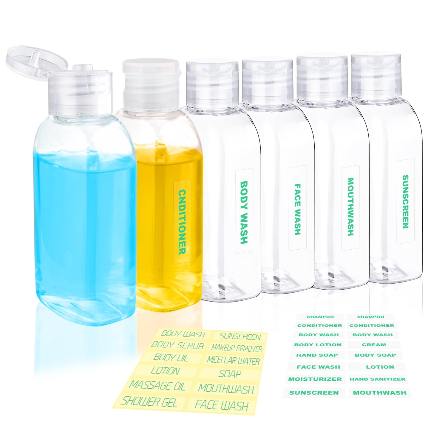 Cosywell 6pcs 3.4oz TSA Approved Clear Travel Shampoo Bottles
