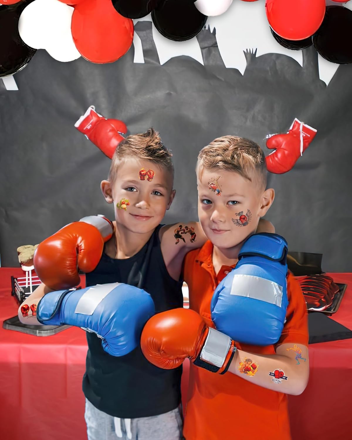 Boxing Tattoos Stickers - 165 Pcs Temporary Tattoos for Boxing Theme Parties | 18 Sheets of Glove Designs