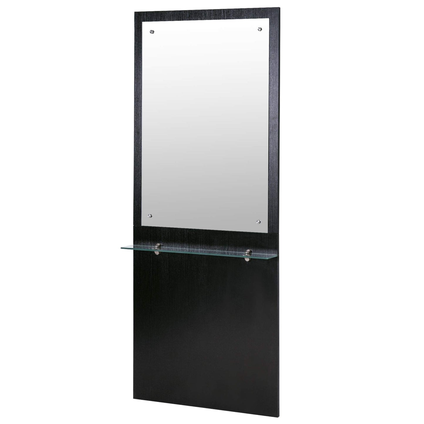 BarberPub Wall Mount Barber Station Makeup Mirrors Hair Styling Workstation Beauty Salon Spa Equipment 3016 (Black)