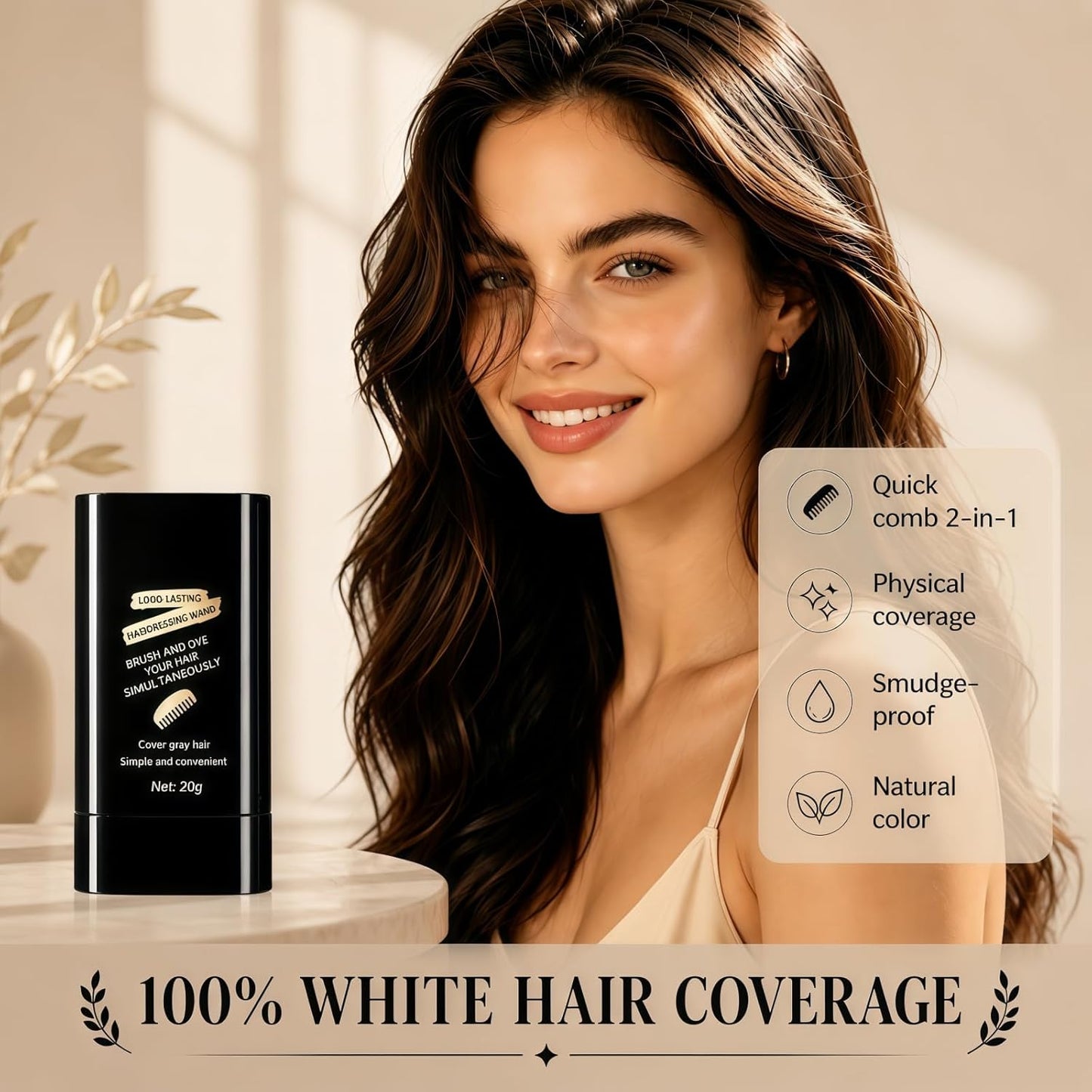 2-in-1 Hair Dye Comb Stick - Instant Grey Hair Concealer, Waterproof & Fast Root Retouching | 2-Pack Black