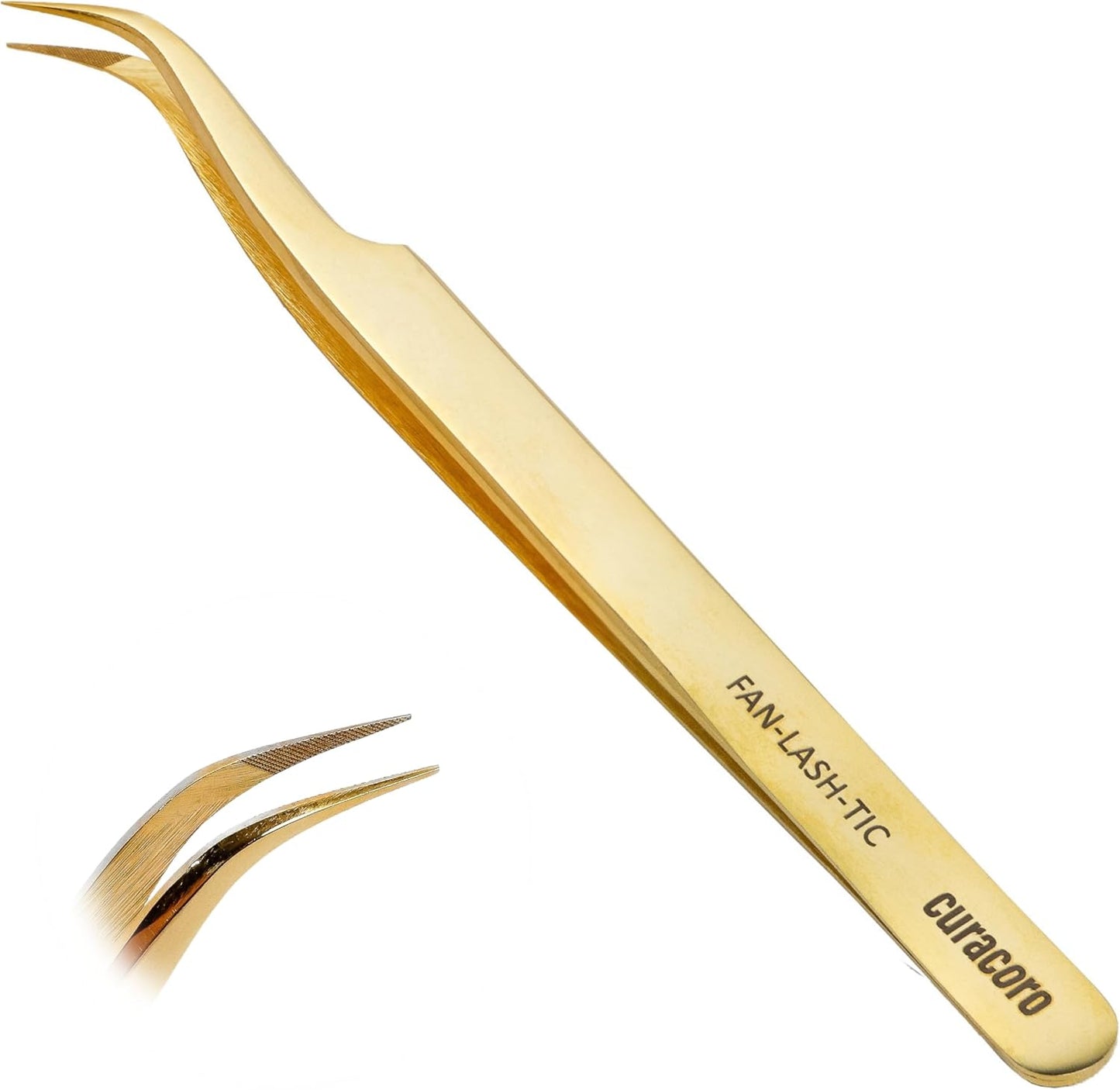 Curacoro Lash Tweezer - Precision Fiber Tip Grip for Eyelash Extensions | Multi-Shape Silver Tweezers for Volume & Isolation