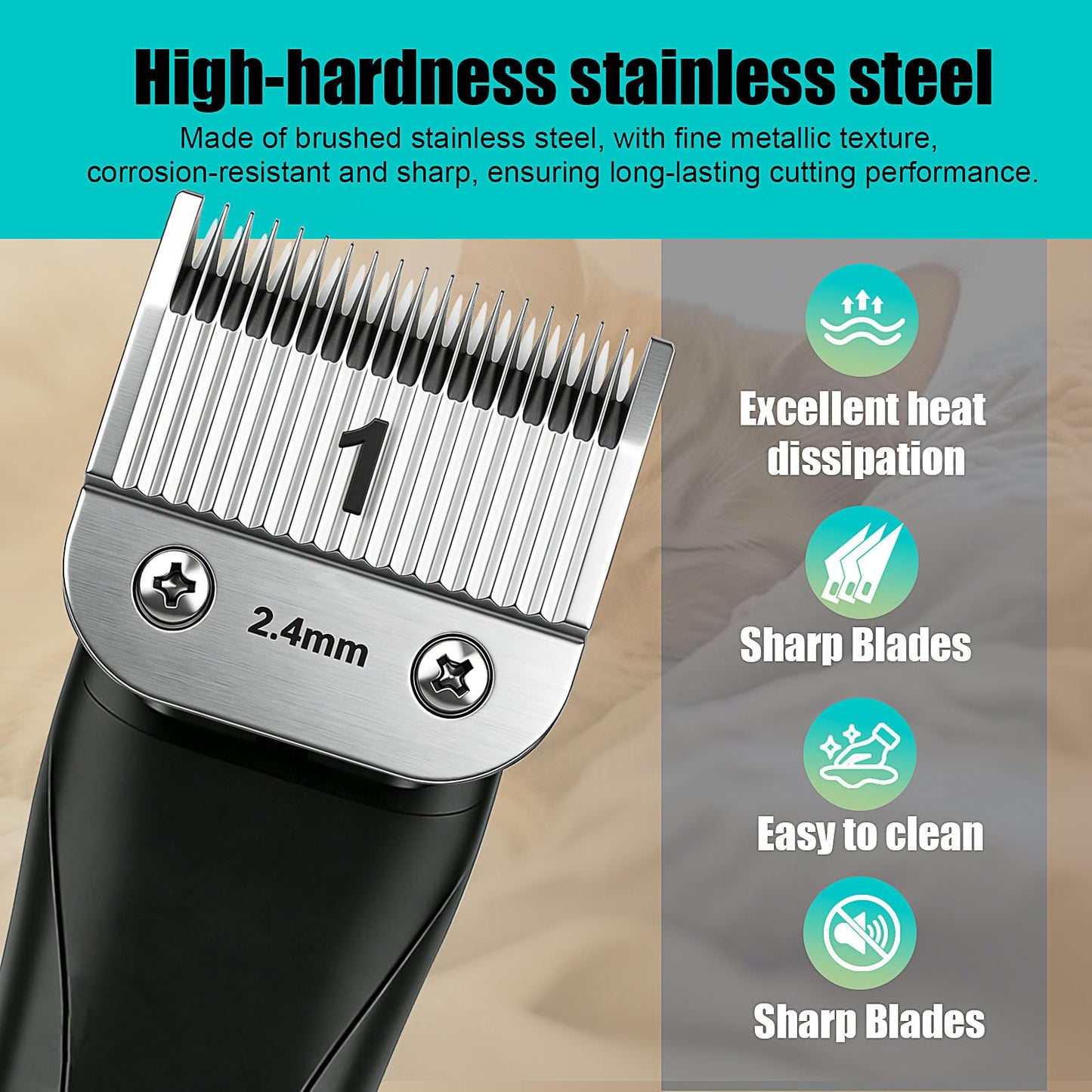 Ruzros Replacement Blades Compatible with Andis AGC,BDC,BGC,MBG Series Clippers Professional Detachable Oster Classic 76/Star-Teq/Power-Teq Clippers Cut Length 3/32-Inch (2.4mm)