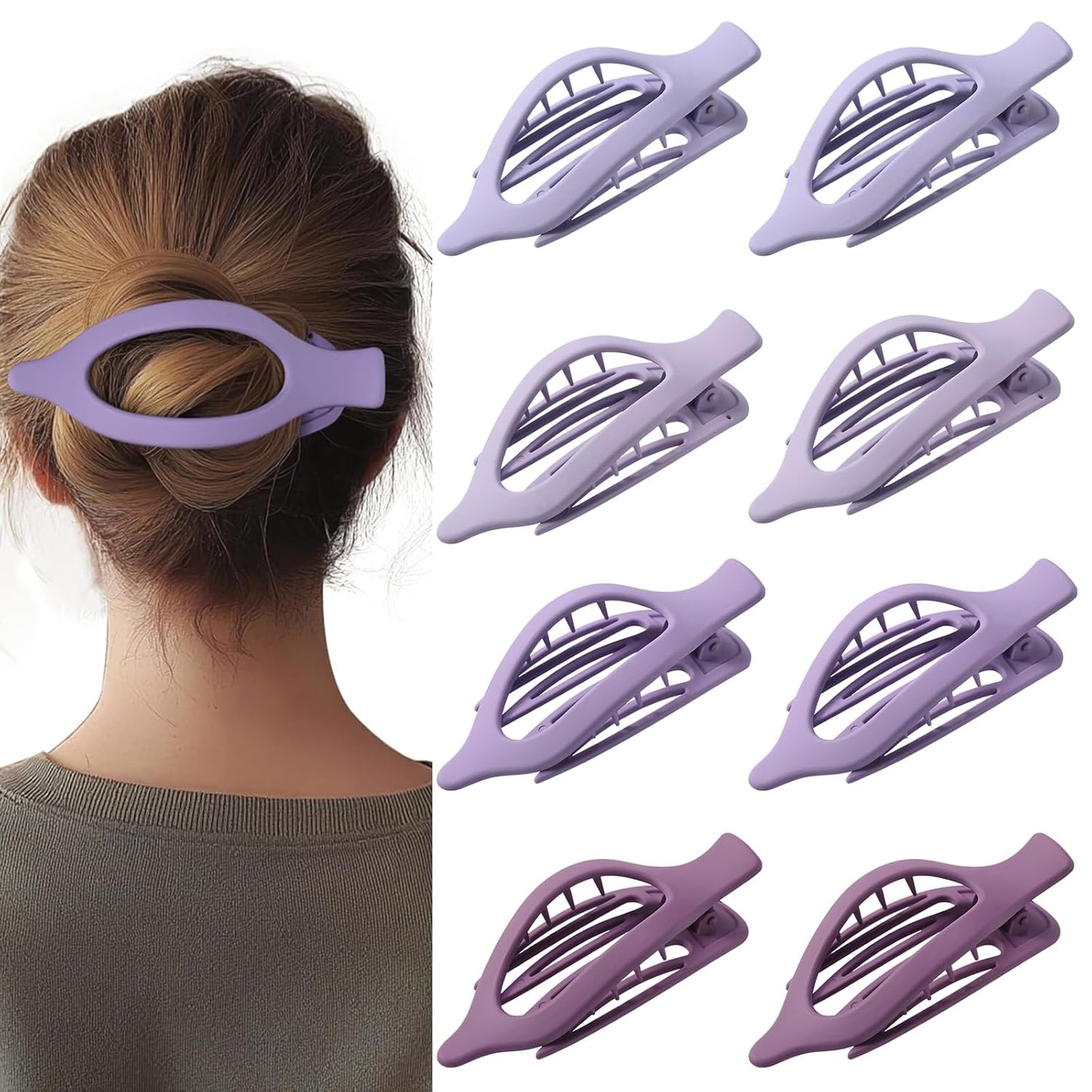 Flat Hair Clips for Women - 8 Pack Matte No Crease Claw Clips | Strong Hold for Thick & Thin Hair