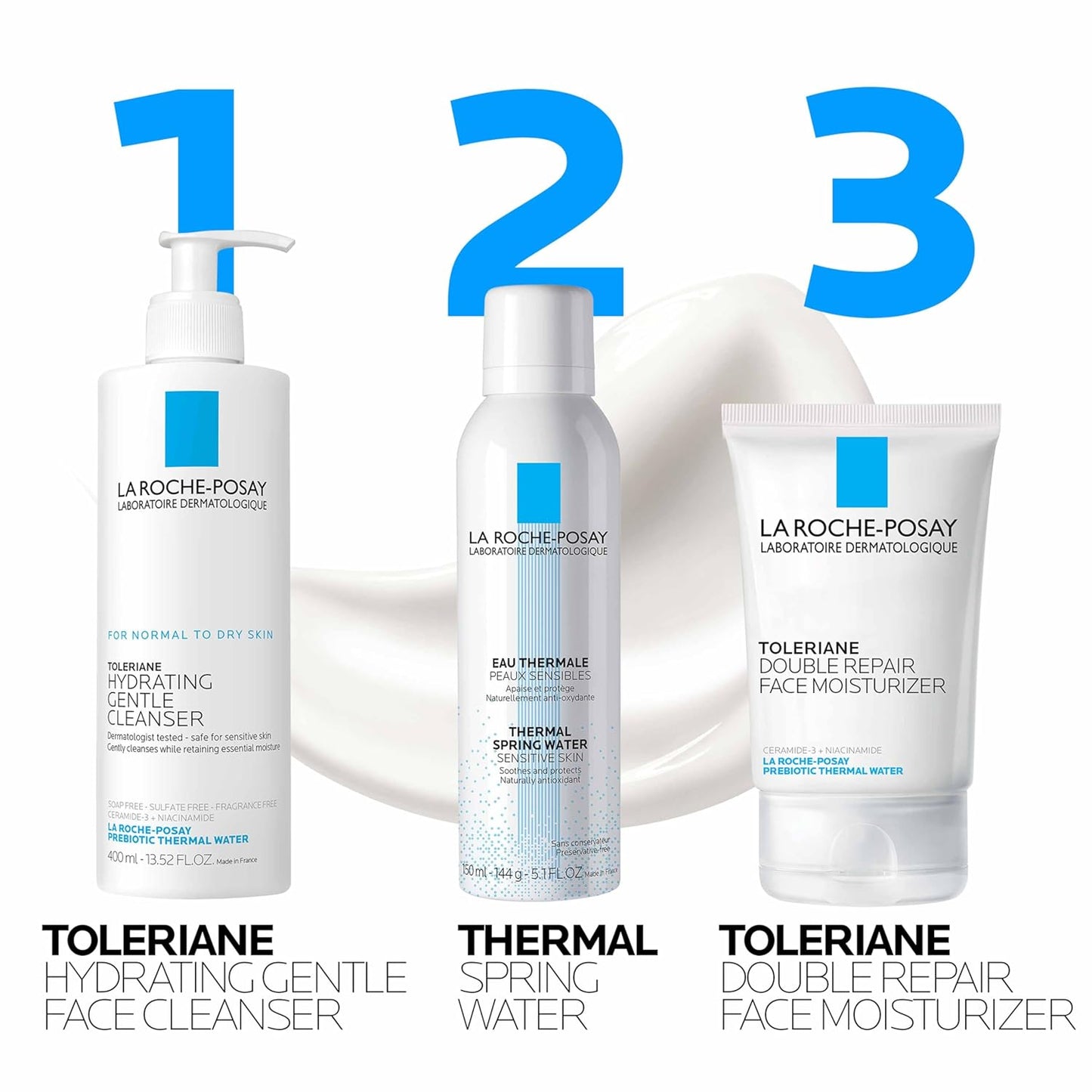 La Roche-Posay Toleriane Double Repair Face Moisturizer - Daily Cream with Ceramide & Niacinamide for All Skin Types | Fragrance-Free, Long-Lasting Hydration