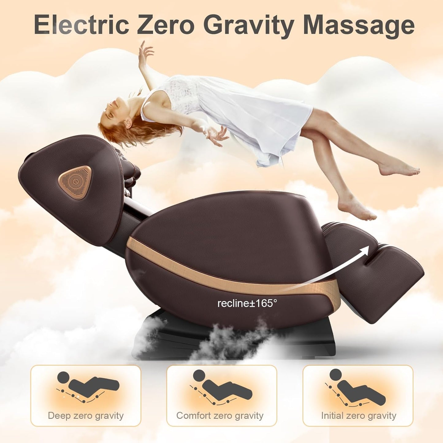 FURNIMAT Full Body Massage Chair - Zero Gravity, 10 Rollers, Airbags, Heating | Brown Premium