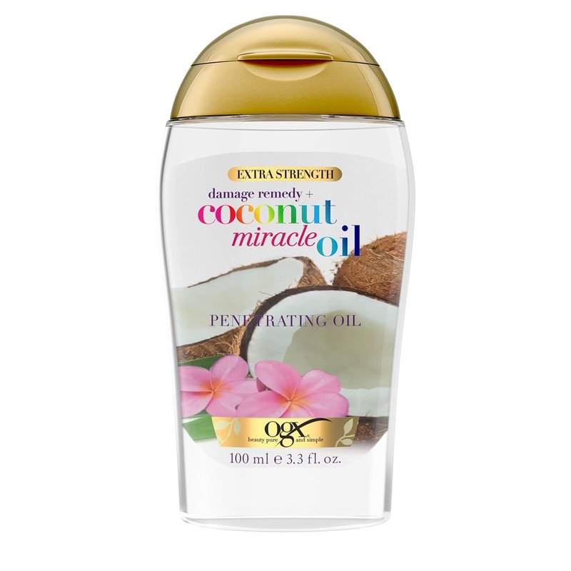 OGX Extra Strength Coconut Miracle Oil Treatment - Hydrating Anti-Frizz Hair Oil for Coarse, Dry Hair | 3.3 Fl Oz
