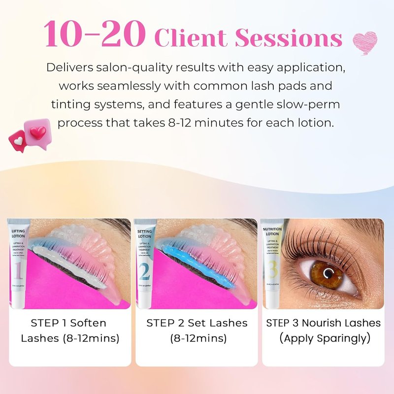 Korean Lash Lift Lotion Set - 10ml Lifting, Setting & Nutrition | Salon-Grade Brow Lamination Treatment
