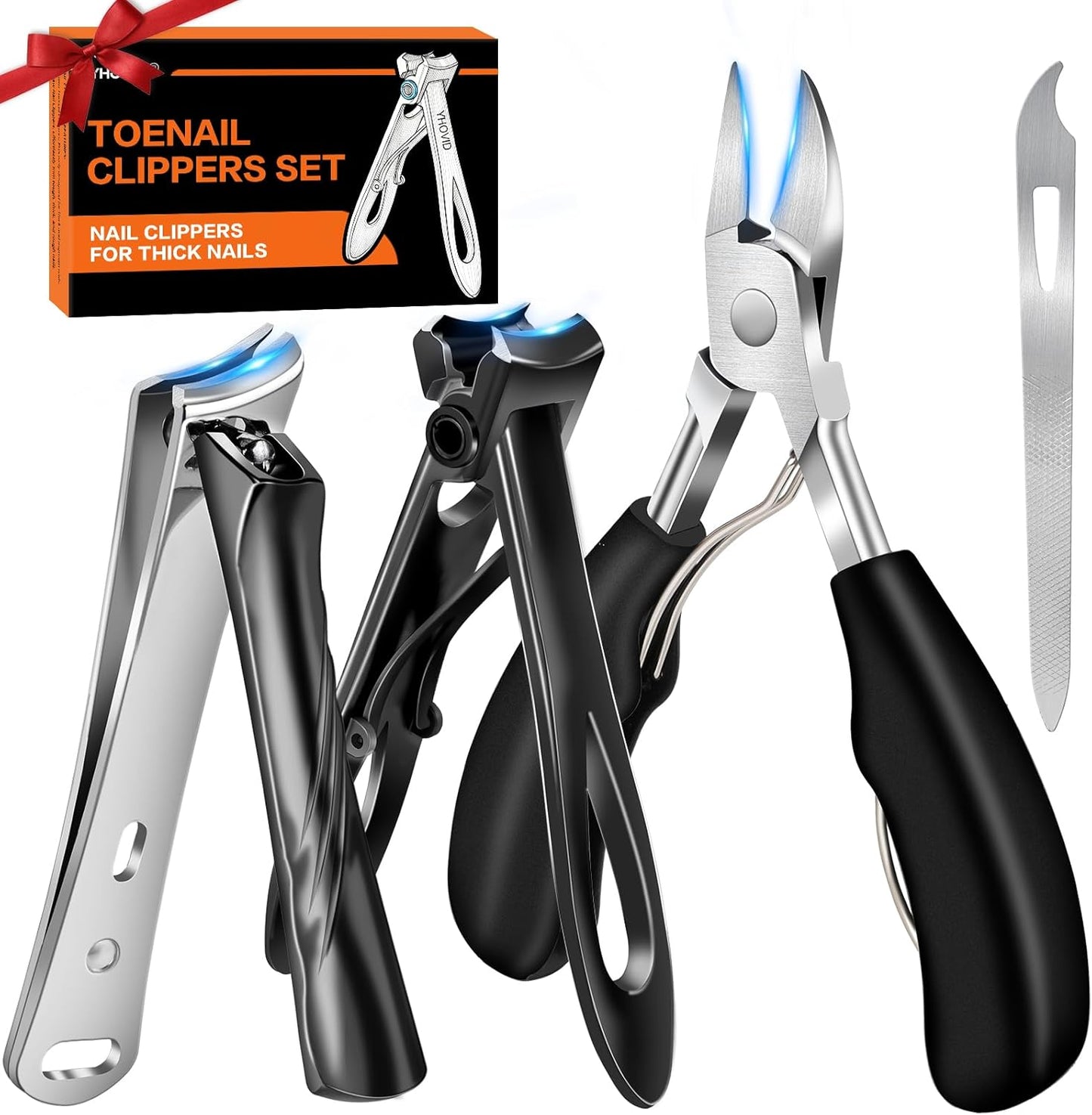 Toe Nail Clippers for Thick Nails - German Stainless Steel Heavy Duty Ingrown Nail Cutter | Long Handle, Black