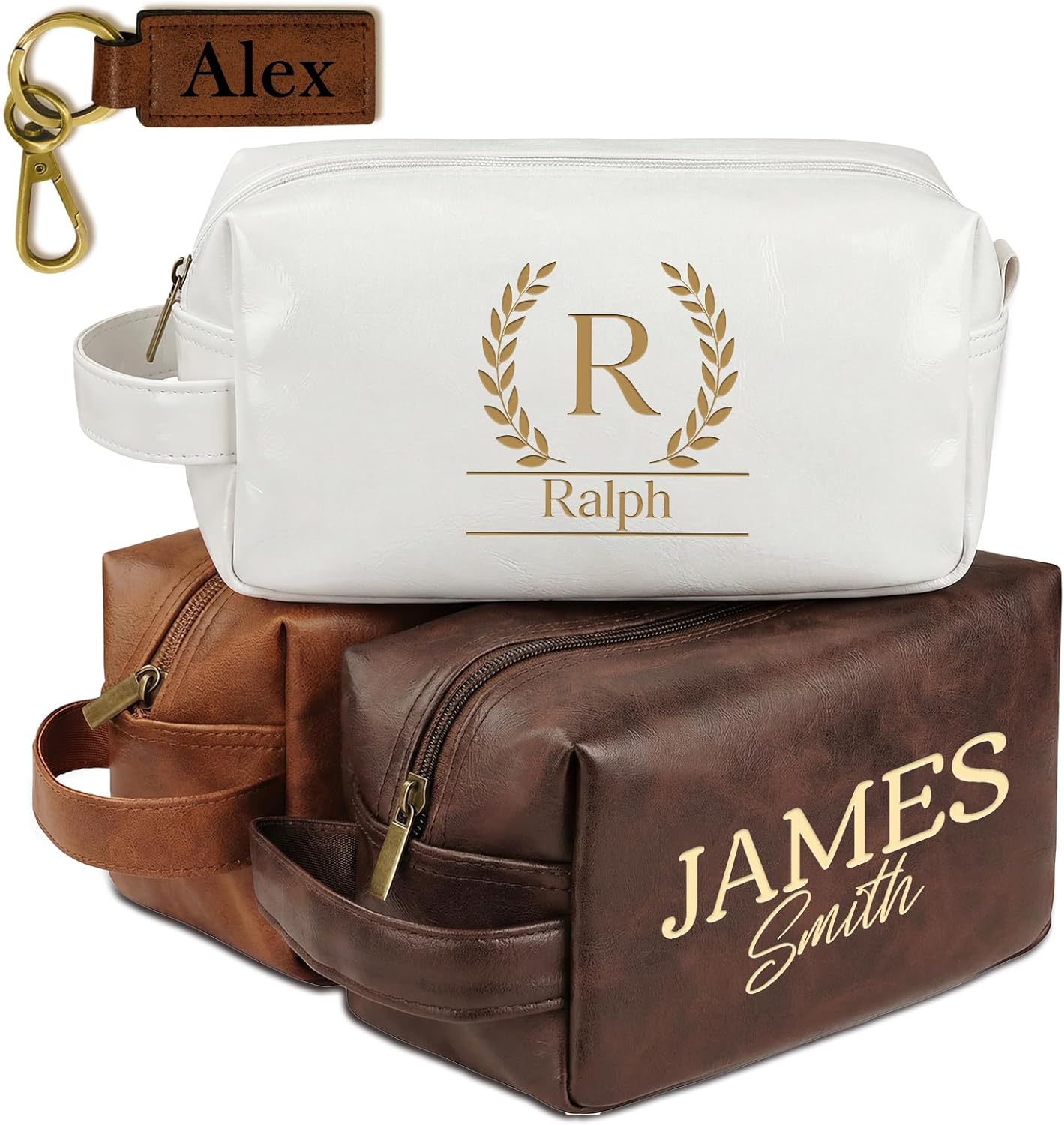 Personalized Toiletry Bag for Men - Custom Leather Travel Shaving Kit | Unique Gift for Him, Husband, Dad