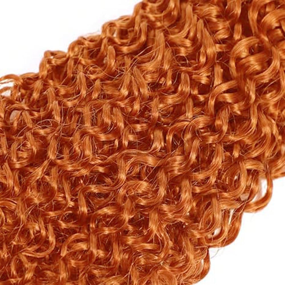 Ubinica One Bundle Human Hair 14 Inch Jerry Curly Wave Human Hair Single Bundle 100g Ginger Orange 350 Weave Unprocessed Brazilian Virgin Quick Weave Hair Extension for Black Women