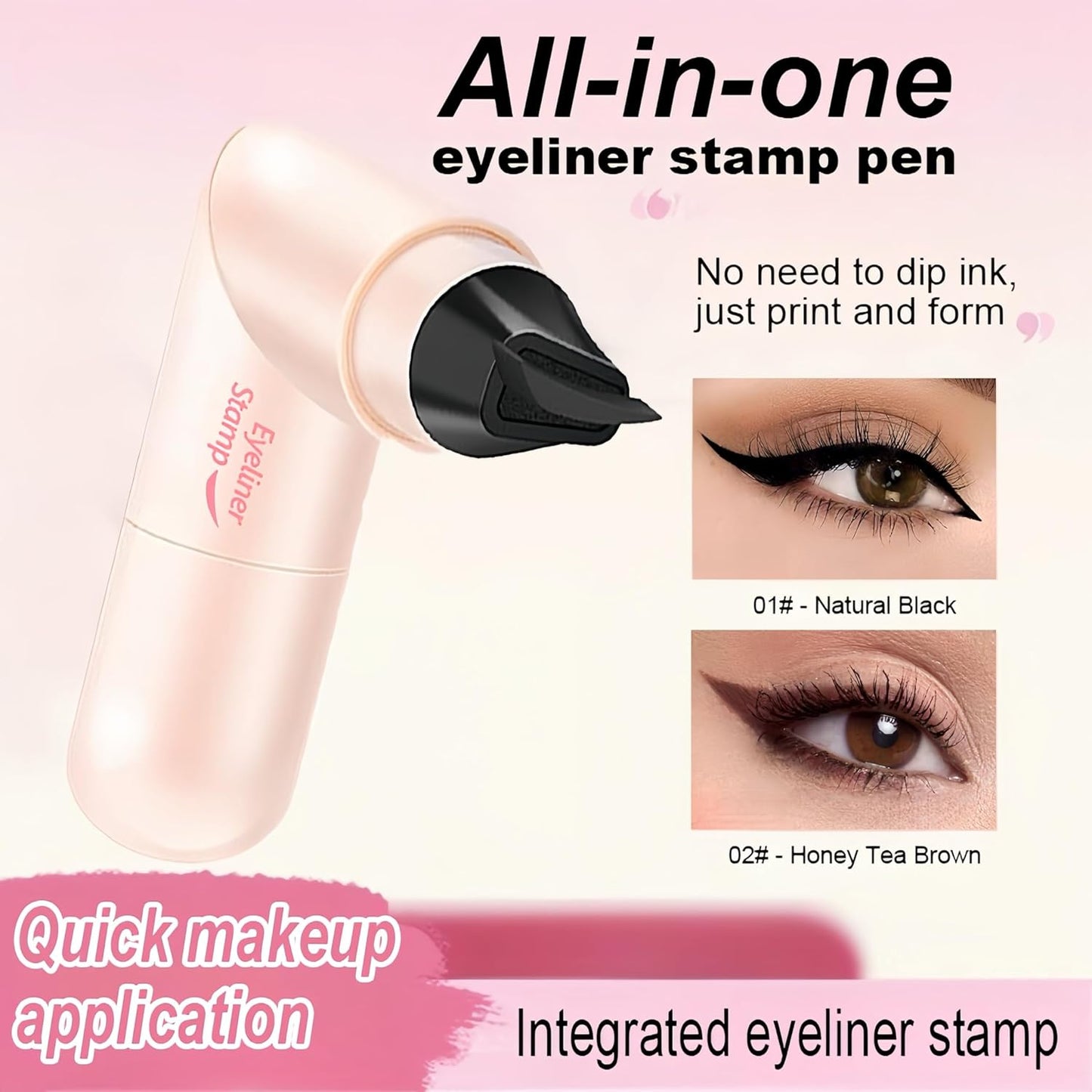 Waterproof Eyeliner Stamp - Smudge-Proof Black Eyeliner Pen for Easy Application