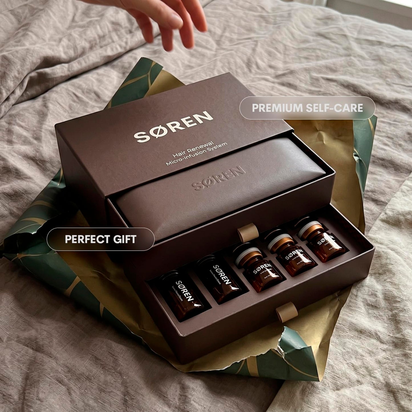 SØREN Micro Infusion Hair Renewal System by SOREN – Saw Palmetto & Peptide Scalp Treatment Kit | Supports Fuller, Thicker-Looking Hair | Gold Microinfuse Applicator | 3 Month Supply