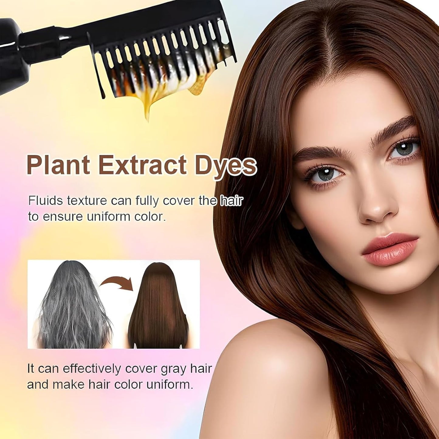 Herbal Hair Coloring Comb - 3-In-1 Easy At-Home Color | Retro Red 200ml - Ammonia-Free, Nourishing Argan Oil & Ginseng
