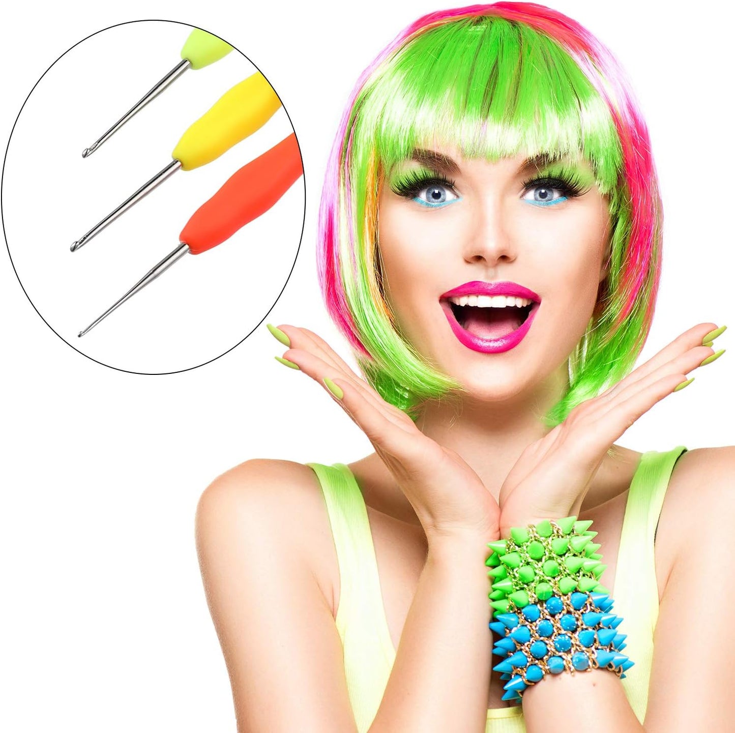 WILLBOND Hair Highlighting Needles - Precision Metal Crochet Hooks with Soft Handles | 1mm to 1.75mm, 4 Colors