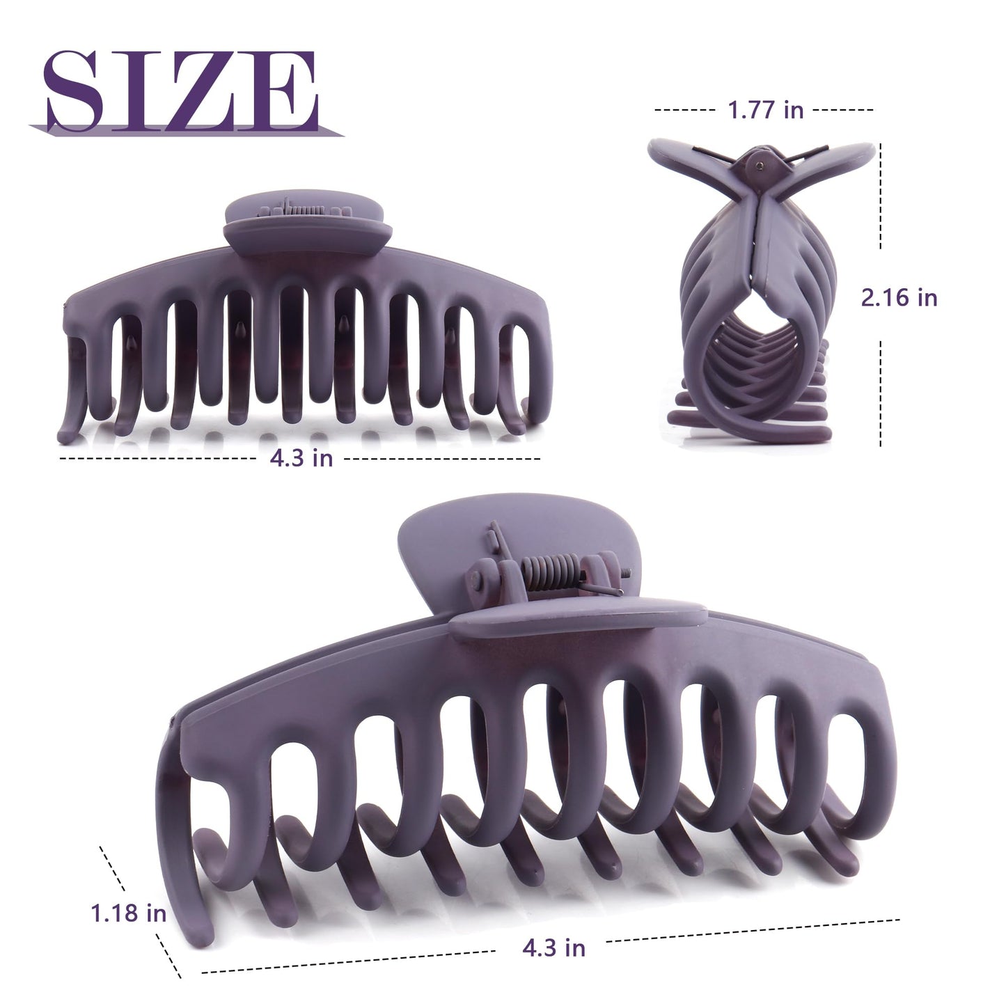 Beauty.H.C 8Pcs Large Hair Claw Clips for Women, 4.3 Inch Big Matte Hair Clips, Fashion Colorful Banana Hair Clips for Thin Thick Curly Hair, Aesthetic Preppy Stuff for Teen Girls