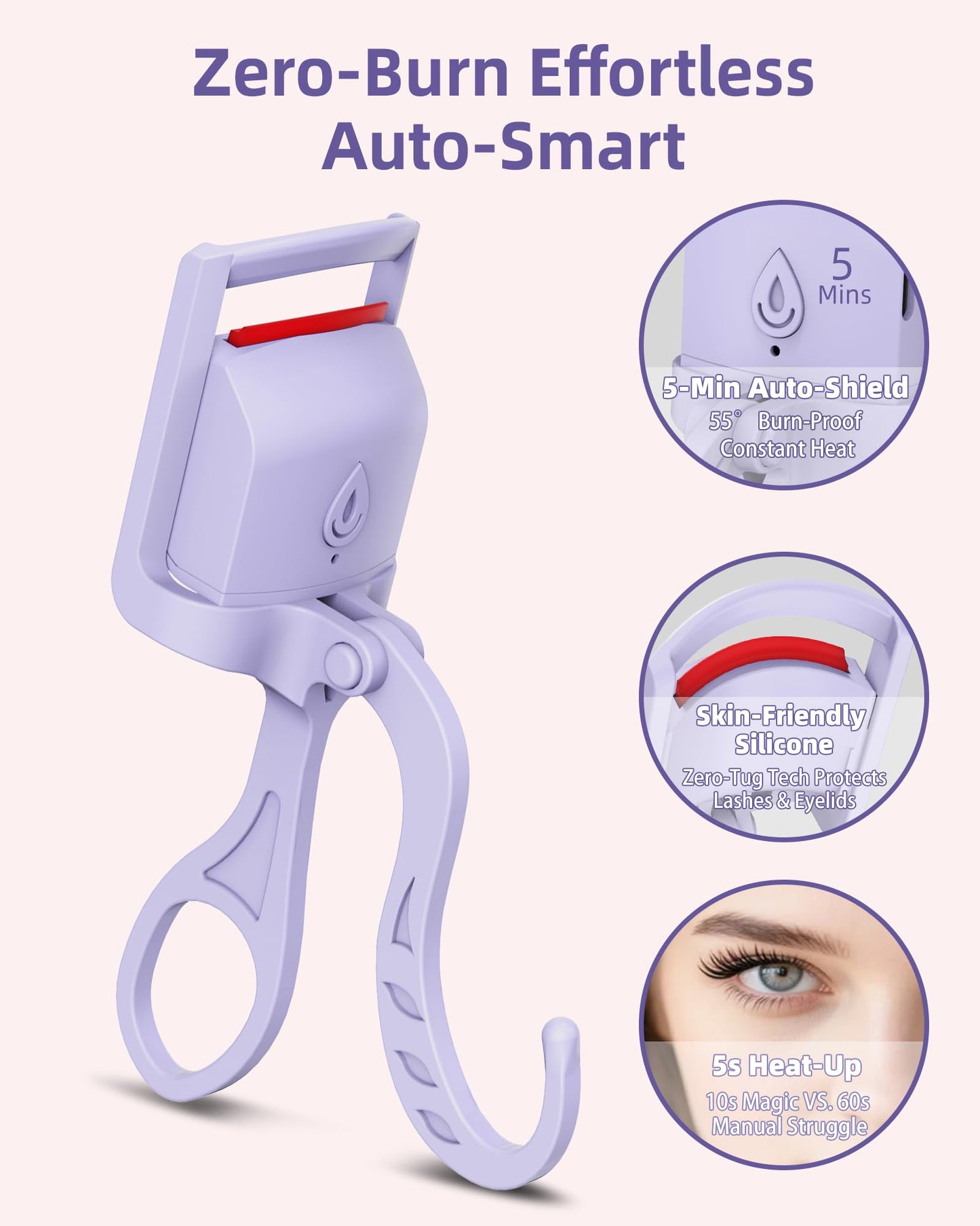 HOTRYEE Heated Eyelash Curler, 5S Fast Heating Electric Eyelash Curler