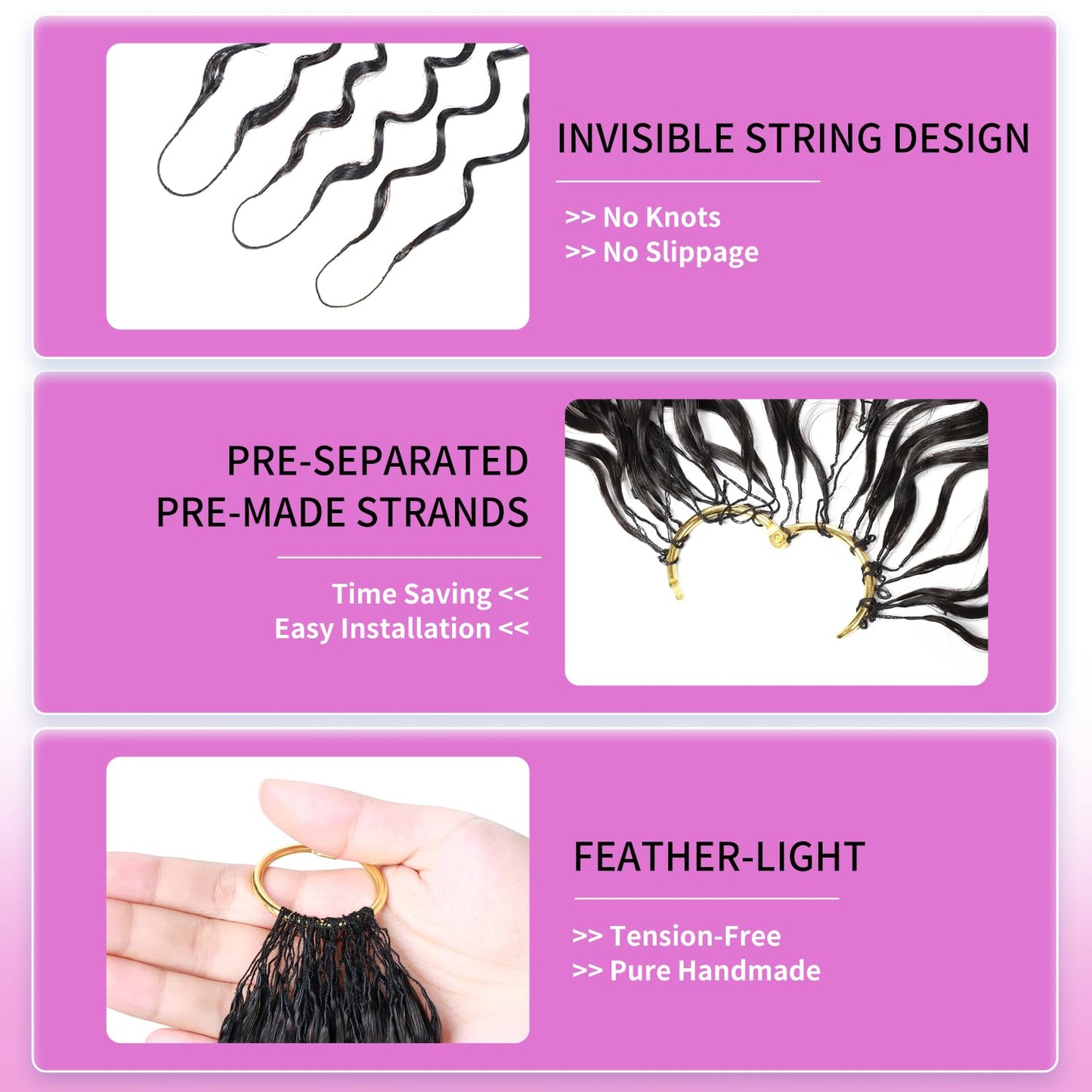 Human Crochet Hair for Black Women - 20 Inch Deep Wave Extensions | Soft & Lightweight Natural Black, 50 Strands