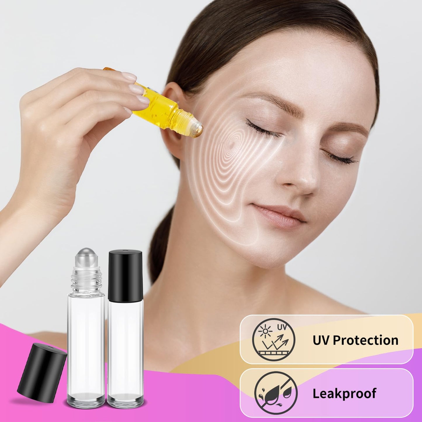 Olutacot 150 Pcs Essential Oil Roller Bottles 10 ml Leakproof Empty Glass Roll on Bottles with Stainless Steel Roller Balls with 20 Funnels 20 Droppers for Travel Perfume Essential Oil