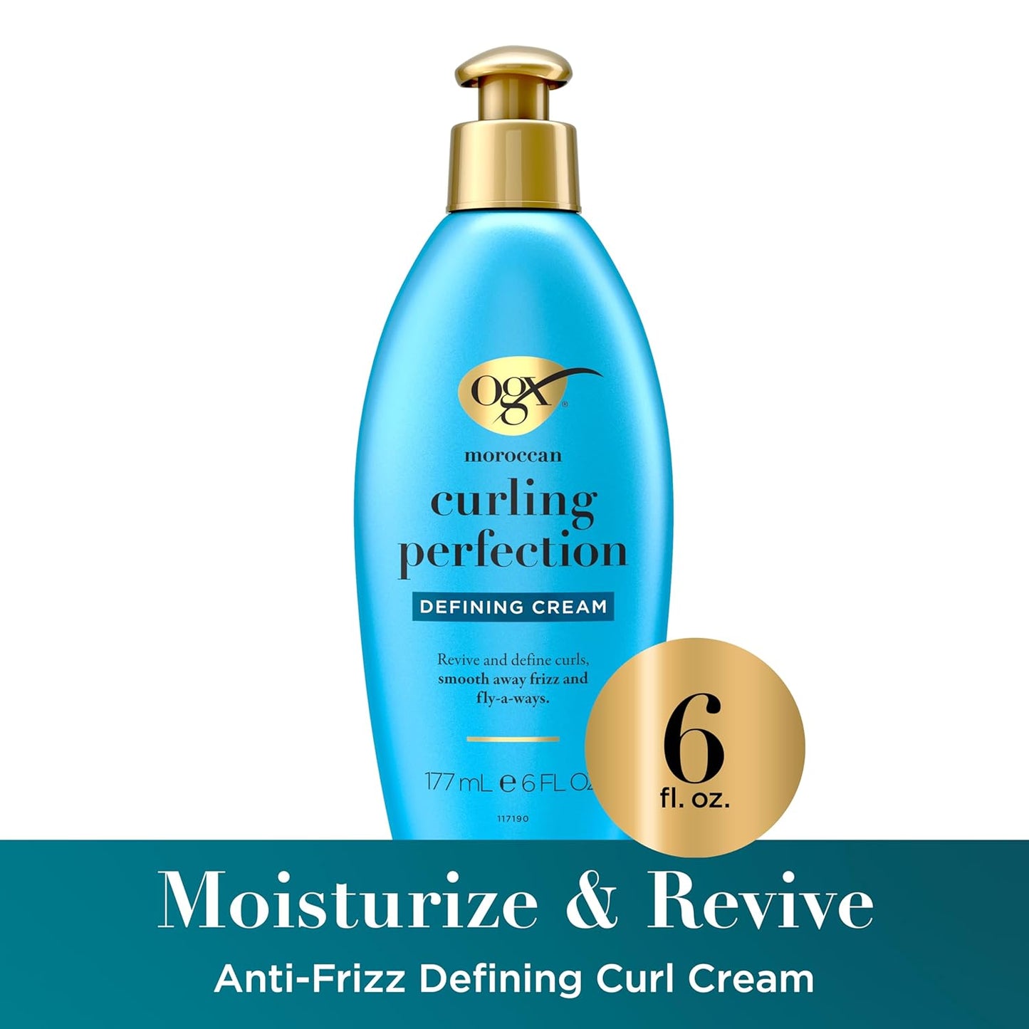 OGX Argan Oil Curl-Defining Cream - Anti-Frizz Formula for All Hair Textures | 6 oz